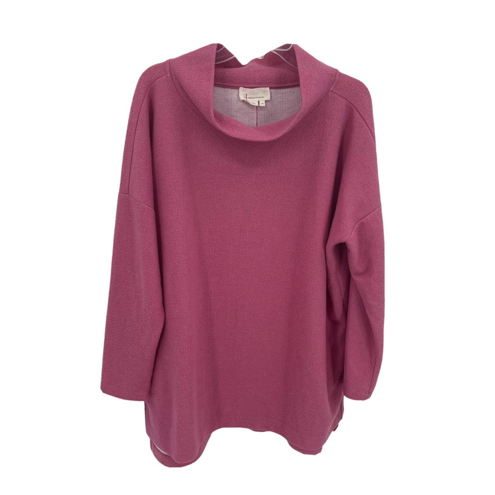 Anthropologie women’s mock neck tunic top sweatshirt fleece Size XL Pink Mauve